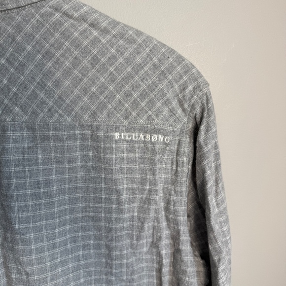 Billabong Men's Light Flannel Cotton Button Up Long‎ Sleeve Shirt Gray Large - Picture 8 of 15